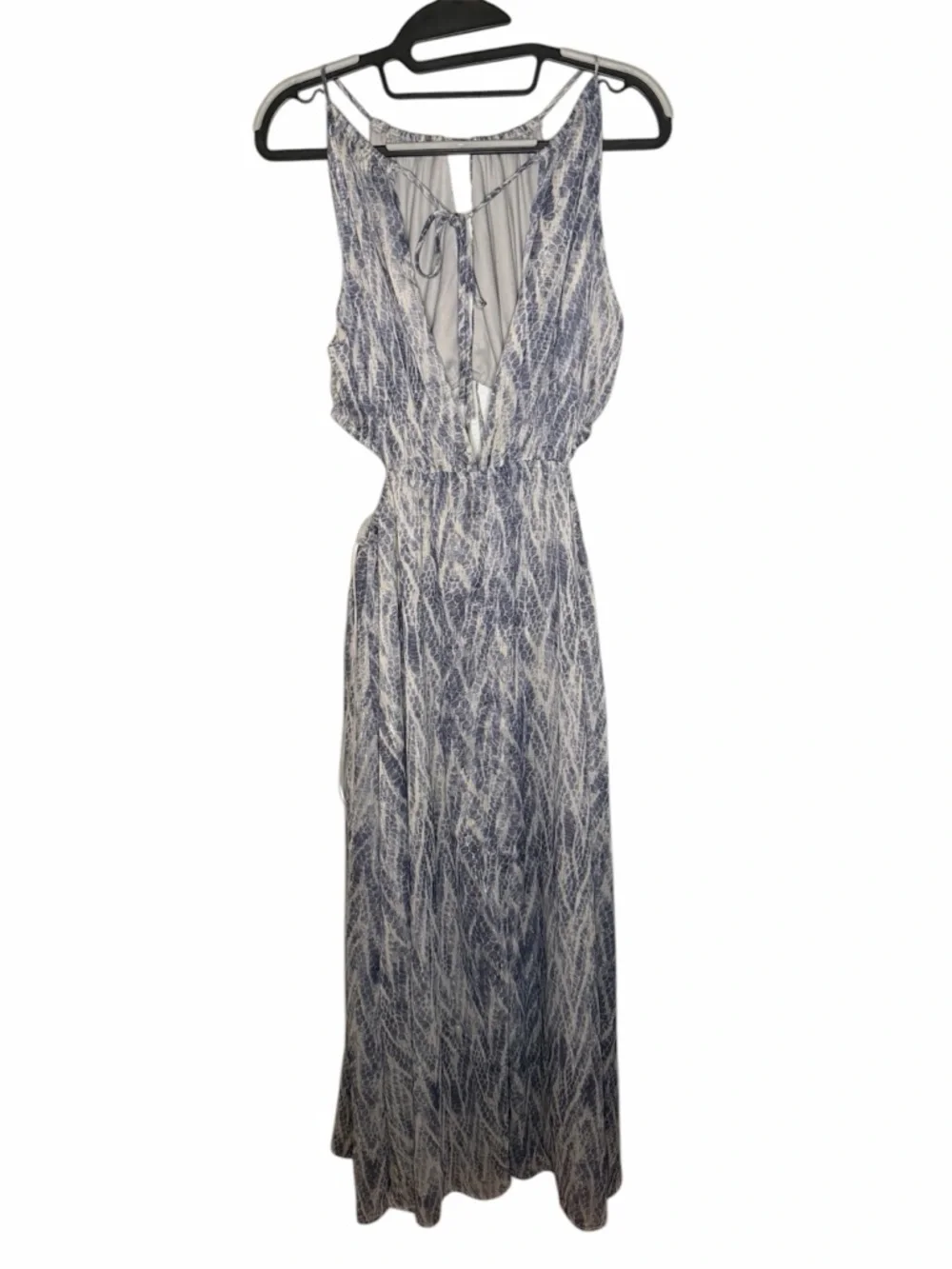 ASTR the Label Snakeskin Blue Halter Cutout Maxi Dress - Picture 3 of 7